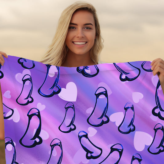Penis Lover Purple Penis Blanket Gift, Offensive Gag Gift, Rude Adult C*ck Blanket, Naughty Velveteen Plush Blanket