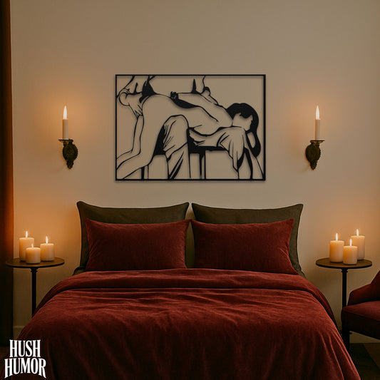 Yes Daddy, Sir BDSM Metal Wall Art – Erotic Bedroom Decor, Sexy Dominant Submissive Silhouette Sign, NSFW Couples Gift for Him or Her