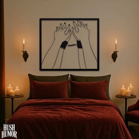 Restrained BDSM Bondage Hands Metal Wall Art – Kinky Erotic Decor, Dominant & Submissive Gift