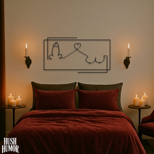 His and Hers Cute & Romantic Bedroom Sign – Sexy Couple Wall Art – Reversible Metal Design