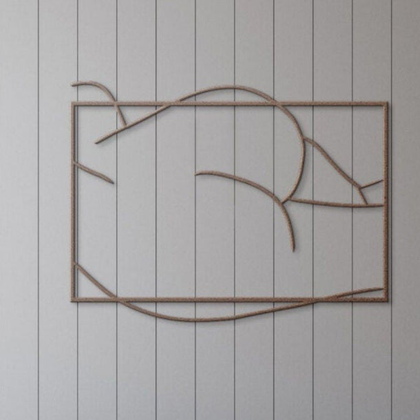 Thick Girl Nude Metal Wall Art – Erotic Line Art of Curvy Female Butt for Bedroom Decor