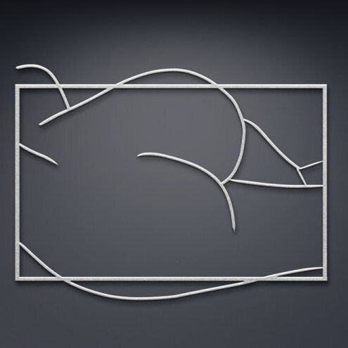 Thick Girl Nude Metal Wall Art – Erotic Line Art of Curvy Female Butt for Bedroom Decor