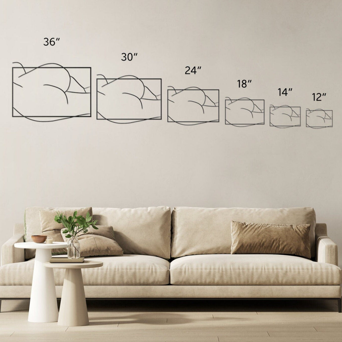 Thick Girl Nude Metal Wall Art – Erotic Line Art of Curvy Female Butt for Bedroom Decor