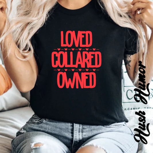 BDSM Loved Collared Owned Submissive T-shirt, Unisex Kinky Tee, Submissive Wife Gift, BDSM Apparel