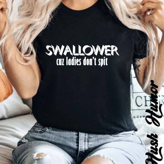 Naughty Swallower T-shirt, Silly Oral Sex Women's Shirt, Fun Adult Humor Tee, Blow j*b Party Apparel, Sexy Wife Gift, Dirty BJ Top
