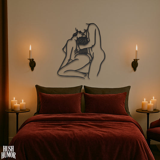 On Knees in Deep Metal Wall Art | Erotic Bedroom Decor | Sensual Master Bedroom Art