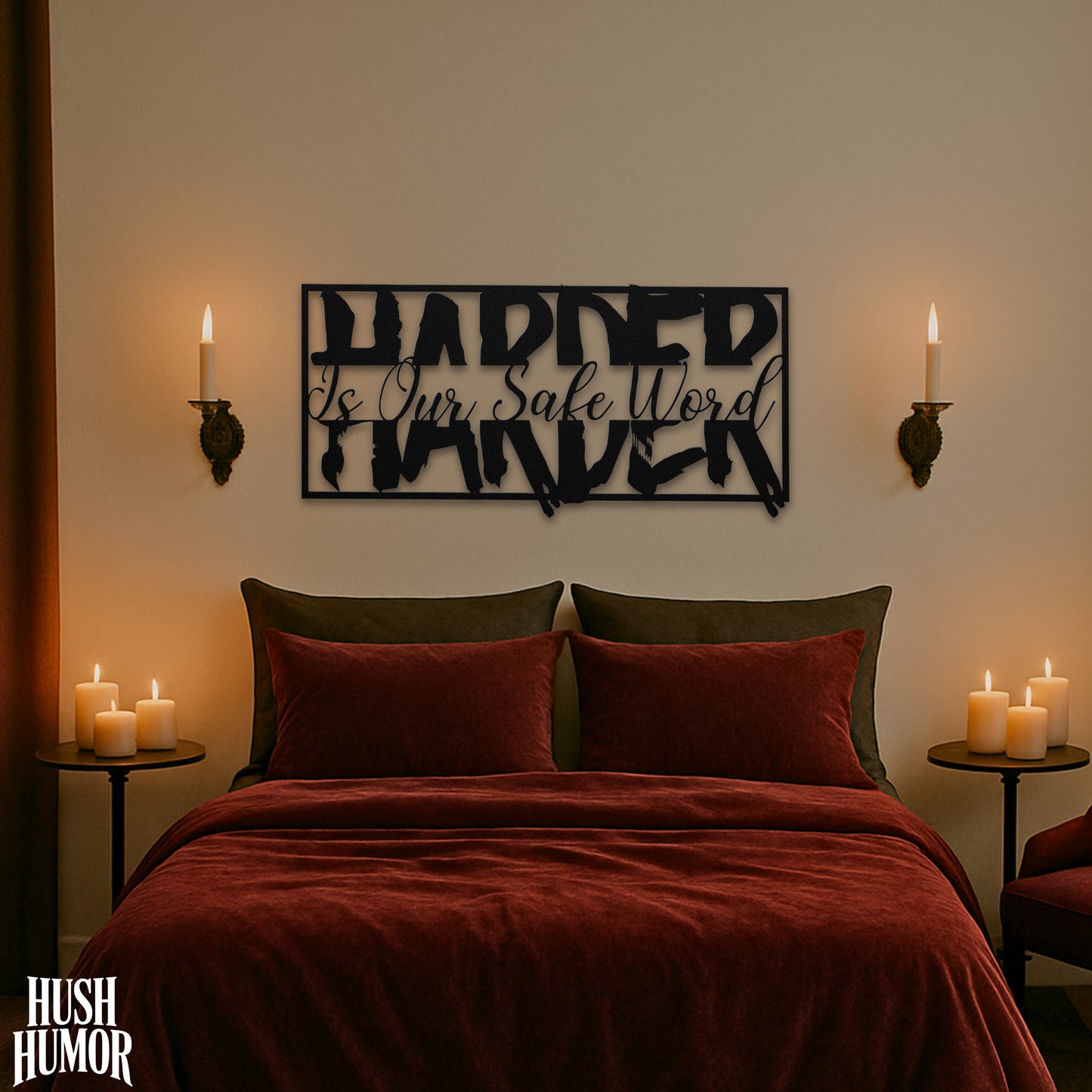 Our Safe Word is HARDER – Naughty Metal Wall Sign, Sexy Bedroom Decor, Naughty Wife Gift