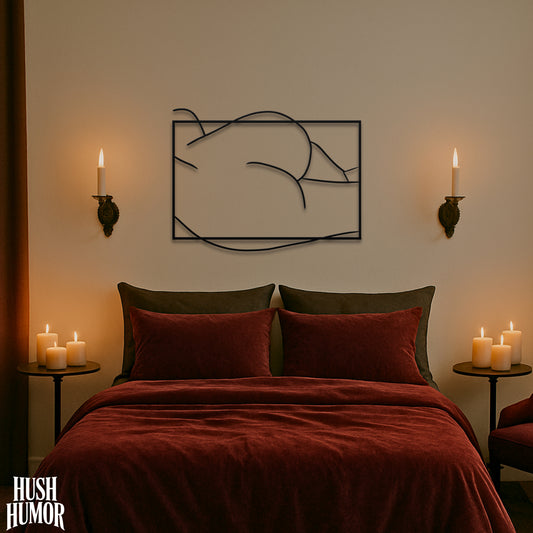 Thick Girl Nude Metal Wall Art – Erotic Line Art of Curvy Female Butt for Bedroom Decor