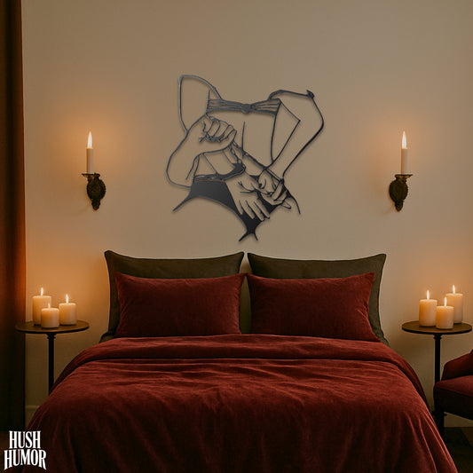 Cuffed BDSM Wall Decor – Erotic Bondage Line Art for Kinky Couples & Naughty Bedrooms